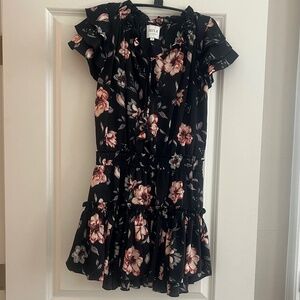 MISA Los Angeles Short Black Floral Dress